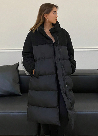 Чорна зимня куртка куртка-пальто SHEIN