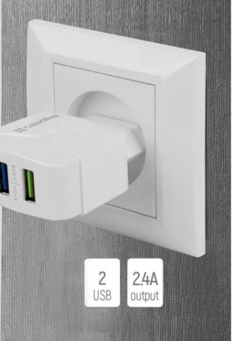 Зарядний пристрій 2USB 2.4A white (CW-CHS004-WT) Colorway (216637465)