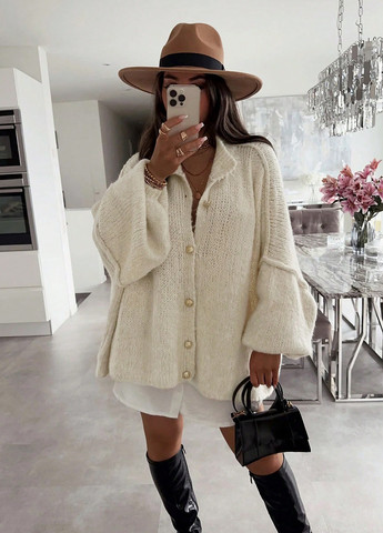 Кремовый демисезонный кардиган SHEIN