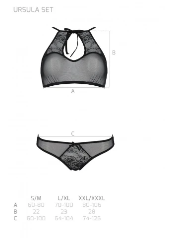 Комплект: бра, трусики з ажурним декором та відкритим кроком Ursula Set white XXL/XXXL — Passion (255459643)