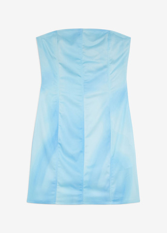 Голубое кэжуал, коктейльное платье бандо Jennyfer с абстрактным узором