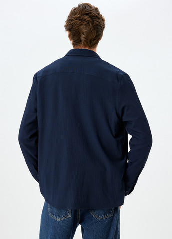 Темно-синяя кэжуал рубашка однотонная KOTON