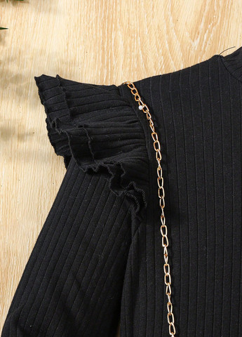 Черно-белый демисезонный костюм (лонгслив, юбка) юбочный SHEIN