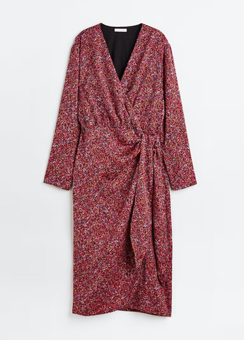 Комбинированное кэжуал платье на запах H&M с абстрактным узором