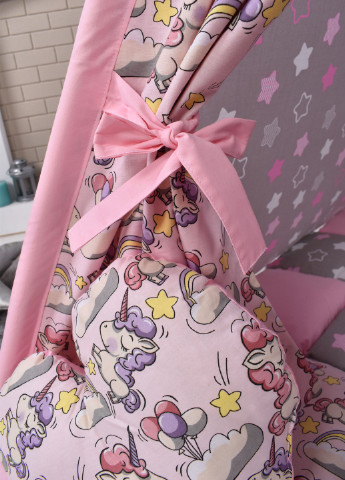 Детская палатка набор Вигвам с Единорогами для девочки с ковриком подушкой "Единороги с розовыми звездочками" Украина (256519560)