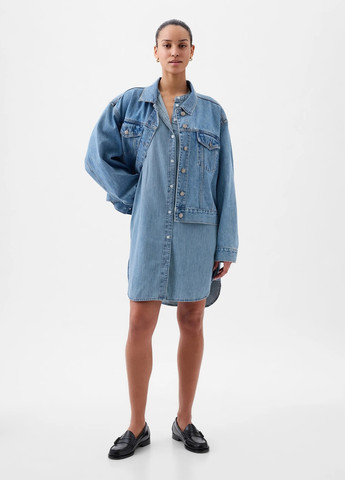 Блакитна джинсова, кежуал сукня сукня-сорочка Gap однотонна
