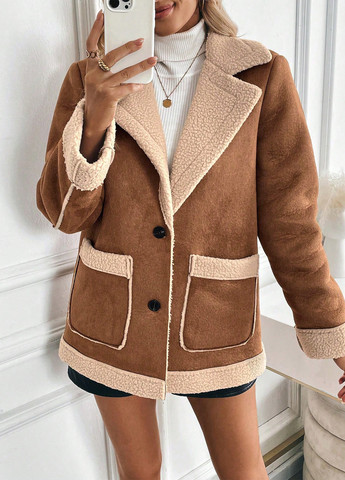 Коричнева зимня куртка куртка-піджак SHEIN