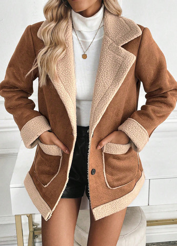 Коричнева зимня куртка куртка-піджак SHEIN