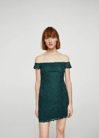Зеленое кэжуал платье Mango однотонное