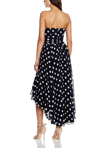 Чорно-білий кежуал сукня кльош, з відкритими плечима Swing в горошок