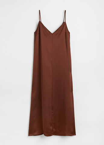 Темно-коричневое кэжуал платье платье-комбинация H&M однотонное