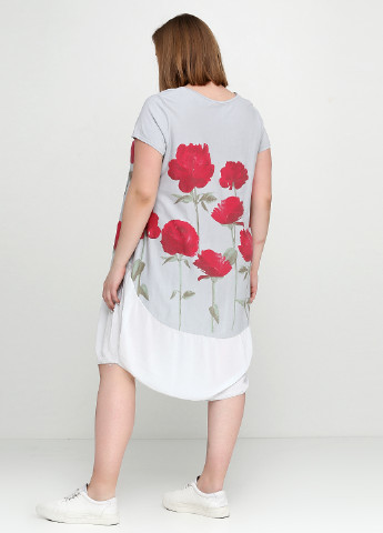 Светло-серое кэжуал платье Moda Italia с цветочным принтом