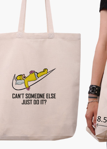 Эко сумка шоппер белая Гомер Симпсон (The Simpsons JUST DO IT) (9227-2043-WTD) Еко сумка шоппер біла 41*39*8 см MobiPrint (215977496)