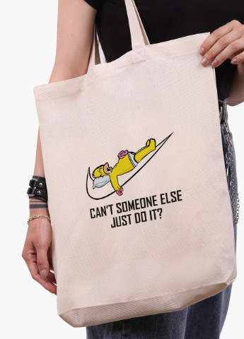 Эко сумка шоппер белая Гомер Симпсон (The Simpsons JUST DO IT) (9227-2043-WTD) Еко сумка шоппер біла 41*39*8 см MobiPrint (215977496)