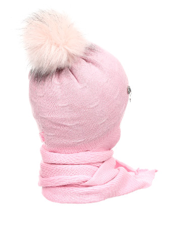 Рожевий демісезонний комплект (шапка, шарф) Одягайко