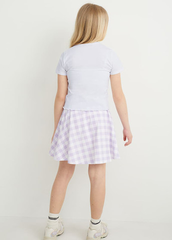 Сиреневая кэжуал в клетку юбка C&A клешированная