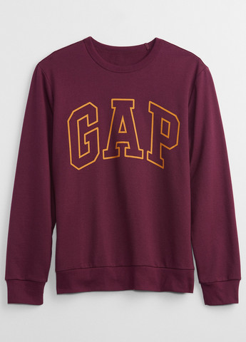 Свитшот Gap - Прямой крой логотип бордовый кэжуал хлопок, трикотаж - (257069146)