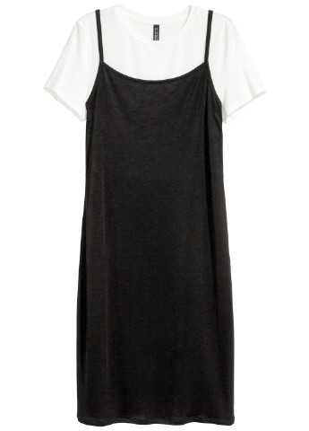 Комбинированное кэжуал платье платье-футболка H&M однотонное
