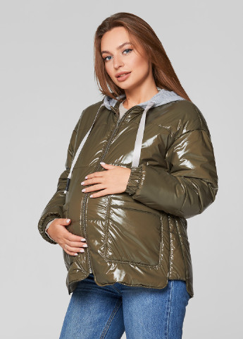 Оливкова демісезонна куртка для вагітних Lullababe