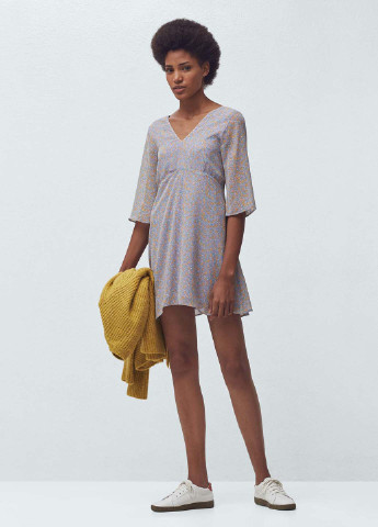 Сиреневое кэжуал платье а-силуэт Mango с абстрактным узором