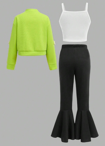 Комбінований демісезонний комплект (кардиган, топ, брюки) SHEIN