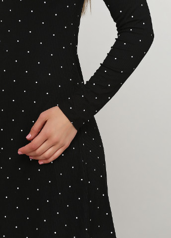 Черно-белое кэжуал платье платье-водолазка H&M в горошек