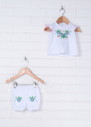 Белый летний комплект (футболка, шорты) Baby Art