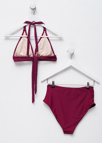 Вишневий літній купальник (ліф, трусики) халтер, роздільний CUPSHE