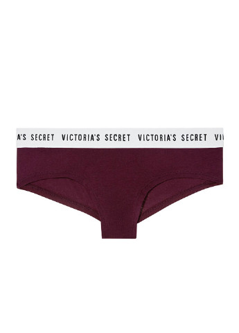 Трусики Victoria's Secret слип логотипы бордовые повседневные хлопок