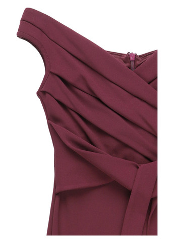 Сиреневое коктейльное платье с открытыми плечами, годе Sistaglam однотонное