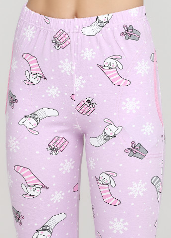 Сиреневая всесезон пижама (лонгслив, брюки, повязка) лонгслив + брюки Pijamoni