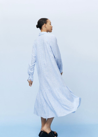 Комбинированное кэжуал платье своболного покроя оверсайз H&M с цветочным принтом