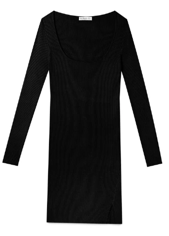 Черное кэжуал платье Stradivarius однотонное
