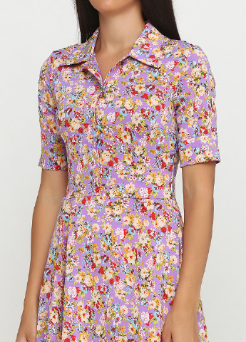 Сиреневое кэжуал платье рубашка ANVI с цветочным принтом