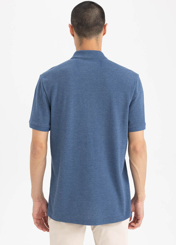 Серо-синяя футболка-поло для мужчин DeFacto однотонная