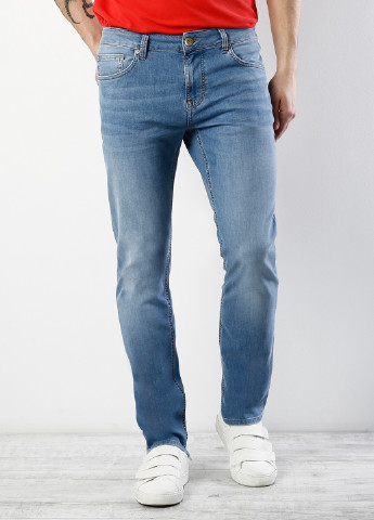Светло-синие демисезонные прямые джинсы Colin's