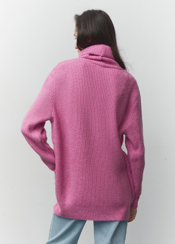 Рожевий зимовий светр оверсайз із високим горлом пуловер Papaya