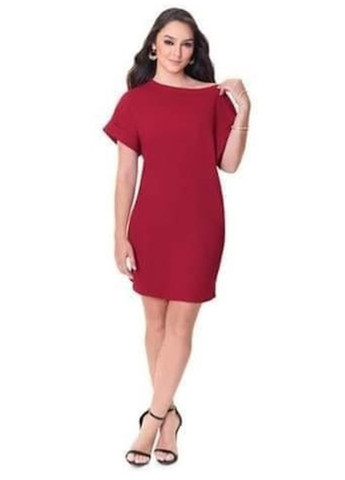 Вишнева кежуал сукня футляр Studio 1886 однотонна