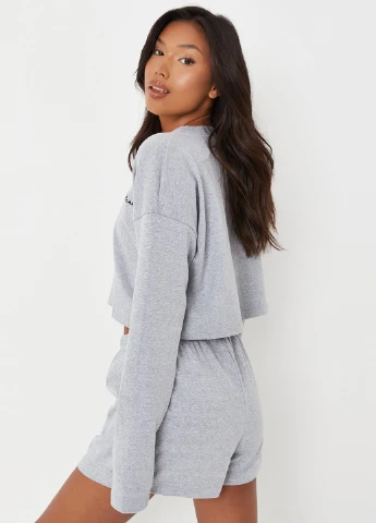 Серый демисезонный комплект (топ, шорты) Missguided