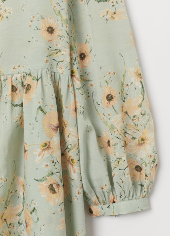Мятное кэжуал платье рубашка H&M с цветочным принтом