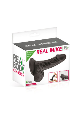 Фаллоимитатор с присоской - Real Mike Black, TPE, диаметр 3,8см Real Body (254885414)