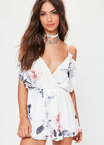 Комбінезон Missguided комбінезон-шорти малюнок білий кежуал