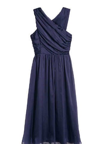 Темно-синя святковий сукня з драпіруванням H&M однотонна