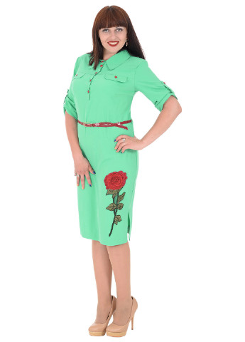 Світло-зелена кежуал сукня Alenka Plus з квітковим принтом