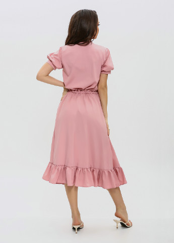 Розовое кэжуал платье клеш ISSA PLUS однотонное