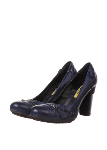 Темно-синие женские кэжуал туфли с молнией на высоком каблуке - фото