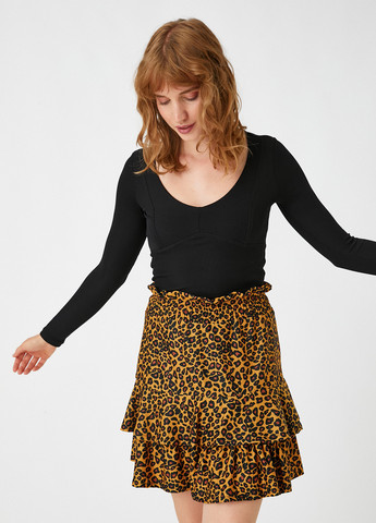 Горчичная кэжуал леопардовая юбка KOTON