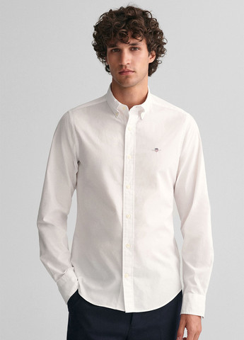 Белая классическая рубашка однотонная Gant