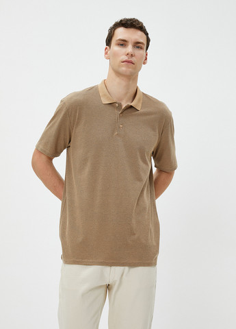 Темно-бежевая футболка-поло для мужчин KOTON однотонная