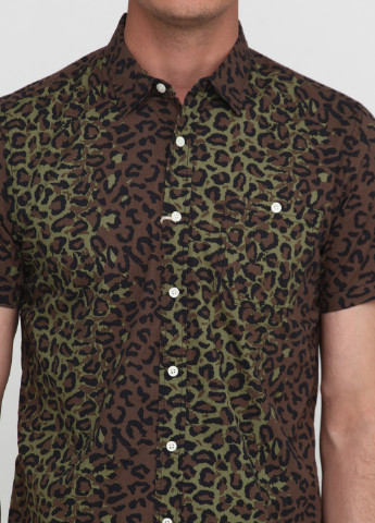 Оливковковая (хаки) рубашка леопардовый Vailent